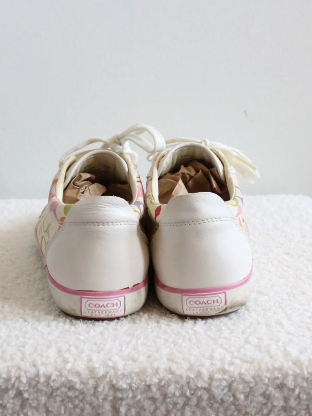Vintage Y2K Coach Barret Sneakers White Colourful Print Size 7.5